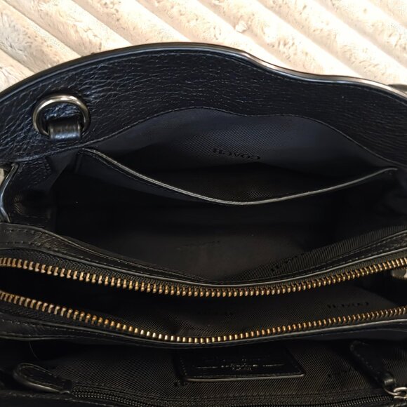Coach Black Leather Studded Mercer 24 Satchel - Picture 11 of 12
